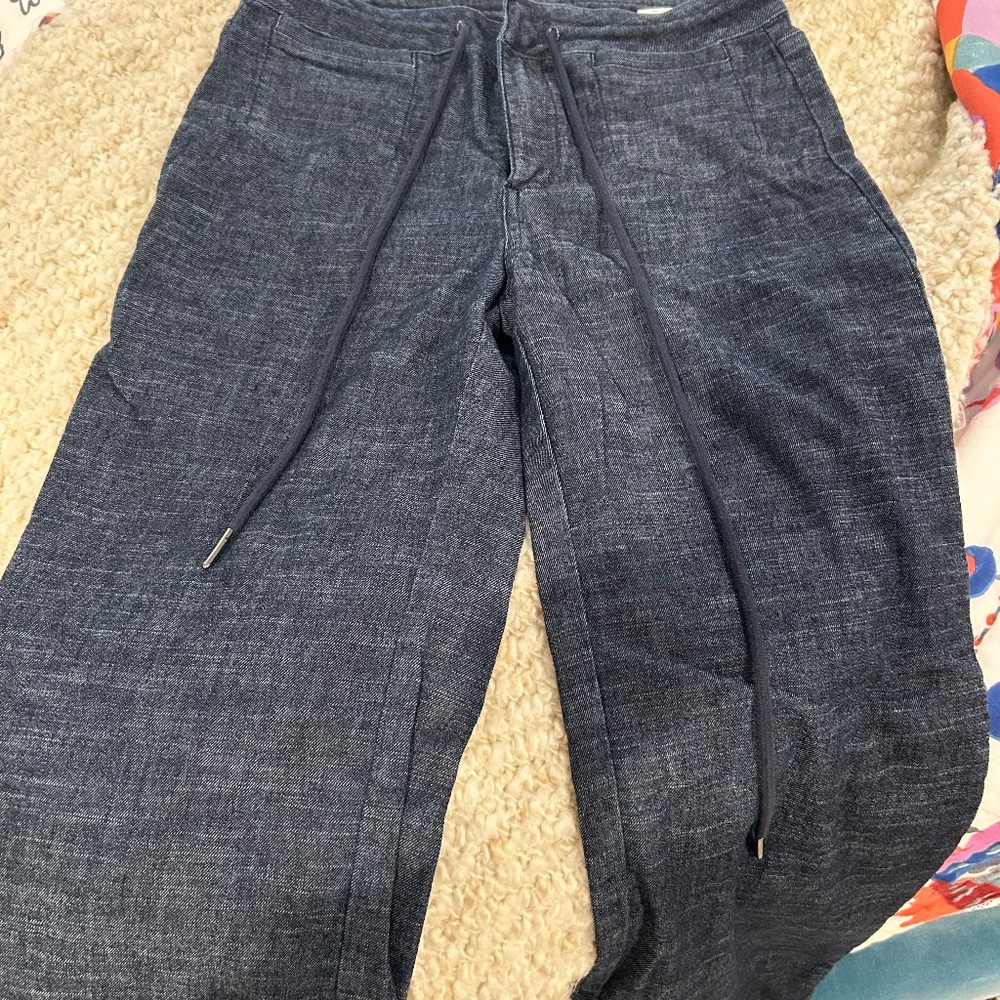Drawstring wide leg jeans